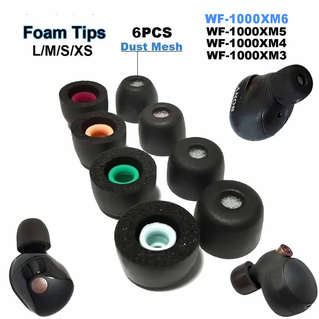 6PCS  Memory Foam Ear Tips Cus - Earphone Foam Tip recension och pris